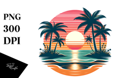 Retro Tropical Beach Sunset Tshirt Style | Sublimation Product Image 1
