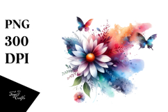 Flower Butterfly Silhouettes Painting, PNG Product Image 1