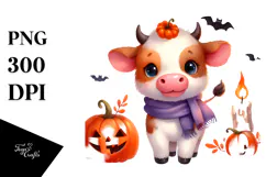Cute Baby Cow Halloween PNG Product Image 1