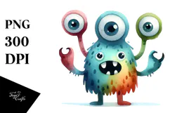 Funny Monster Watercolor PNG Product Image 1