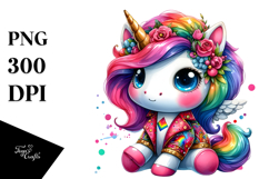 Vibrant Drawing of Cute Unicorn in Style PNG Product Image 1