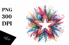 Colorful Star Watercolor Clipart Product Image 1