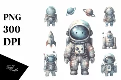 Colorful Astronaut Girl Summer Clipart Product Image 1