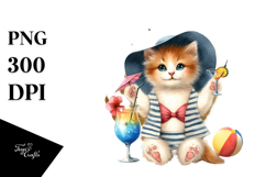 Kitten with Cocktail PNG Product Image 1