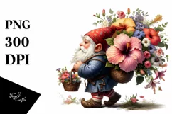 Detailed Gnome with Hibiscus Bouquet Digital Painting Product Image 3