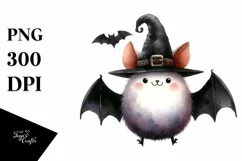 Funny Watercolor Wimsical Halloween Bat Clipart Product Image 1