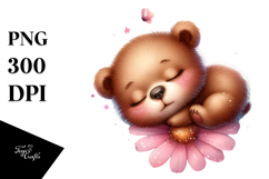 Digital Painting of Baby Bear Sleeping, PNG Product Image 1