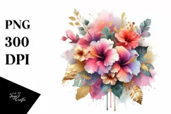 Vibrant Bouquet with Hibiscus and Gold Foil Product Image 3