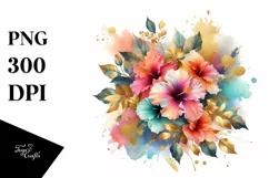 Vibrant Bouquet with Hibiscus and Gold Foil Product Image 3