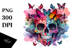 Cute Skull Butterfly Silhouettes Painting, PNG Product Image 1