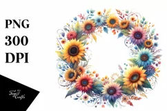 Colorful Sunflower Wreath | Sublimation Clipart Product Image 3