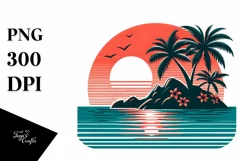 Retro Tropical Island Sunset | Sublimation Clipart Product Image 3