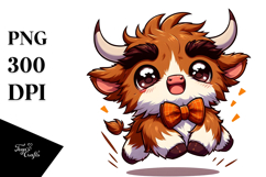 Joyful Highland Cow PNG Product Image 1
