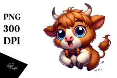 Cartoony Highland Cow with Bow Tie PNG Product Image 1