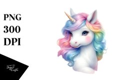 Colorful Baby Unicorn Watercolor Clipart Product Image 1