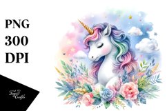 Colorful Baby Unicorn Watercolor Clipart Product Image 1