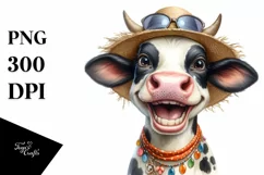 Cow Enthusiastic Cow Portrait | Summer Sticker Clipart Product Image 3