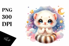 Colorful Watercolor Smiling Ermine | Clipart Product Image 3