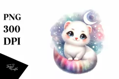Cute Colorful Ermine Moon Stars Clipart Product Image 3