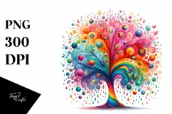 Colorful Watercolor Rainbow Trees Clipart Product Image 1