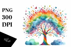 Colorful Watercolor Rainbow Trees Clipart Product Image 1