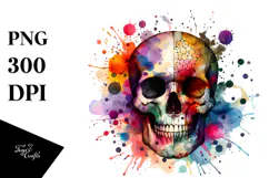 Grunge Skull Splashes Painting, PNG Product Image 1