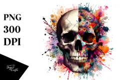 Grunge Skull Splashes Painting, PNG Product Image 1