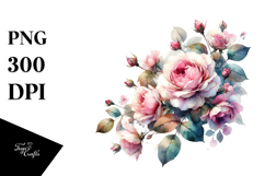 Colorful Glossy Pink Roses | Clipart Product Image 1