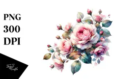 Colorful Glossy Pink Roses | Clipart Product Image 1