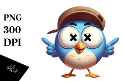 Silly Cartoon Bird with Cross-Eyed Expression PNG Product Image 1