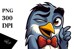 Expressive Bird with Bow Tie PNG Product Image 1