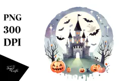Simple Funny Castle Clipart, Halloween Theme, PNG Product Image 1