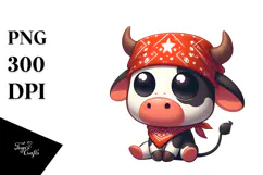 Whimsical Cow with Bandana PNG Product Image 1