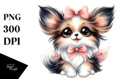 Watercolor Cute Papillon, PNG Product Image 1
