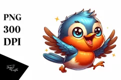 Colorful Baby Robin Smiling | Sublimation Clipart Product Image 3