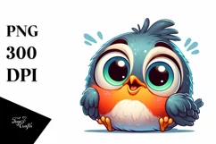 Colorful Baby Robin Smiling | Sublimation Clipart Product Image 1