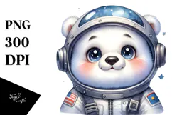 Baby Polar Bear with Astronaut Helmet, Transparent PNG Product Image 1