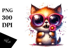 Spooky Cat with Funny Sunglasses PNG Product Image 1