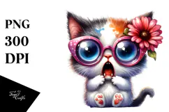 Spooky Cat with Funny Sunglasses PNG Product Image 1