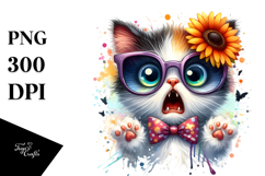 Spooky Cat with Funny Sunglasses PNG Product Image 1