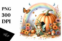 Autumn Rainbow Fairy House Clipart Product Image 1