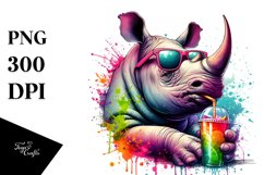 Quirky Rhino Drink Clipart Product Image 3