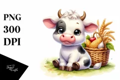 Funny Baby Cow Harvest Clipart Product Image 3