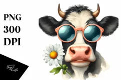 Cow Happy Cow Sunglasses | Summer Sticker Clipart Product Image 1