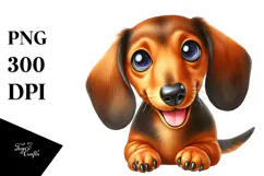 Watercolor Cute Dachshund PNG Product Image 1