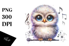 cute Baby Owl Singer PNG Product Image 1