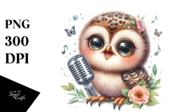 cute Baby Owl Singer PNG Product Image 1