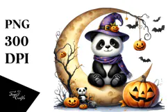 Funny Halloween Panda, Transparent PNG Product Image 1