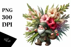 Detailed Gnome with Gladiolus Bouquet Digital Painting Product Image 3