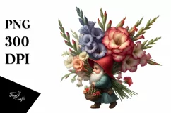 Detailed Gnome with Gladiolus Bouquet Digital Painting Product Image 3